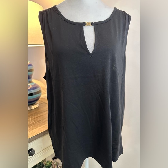 Michael Kors Sleeveless Black With Gold Keyhole Tank Top - Size XL - Picture 1 of 12